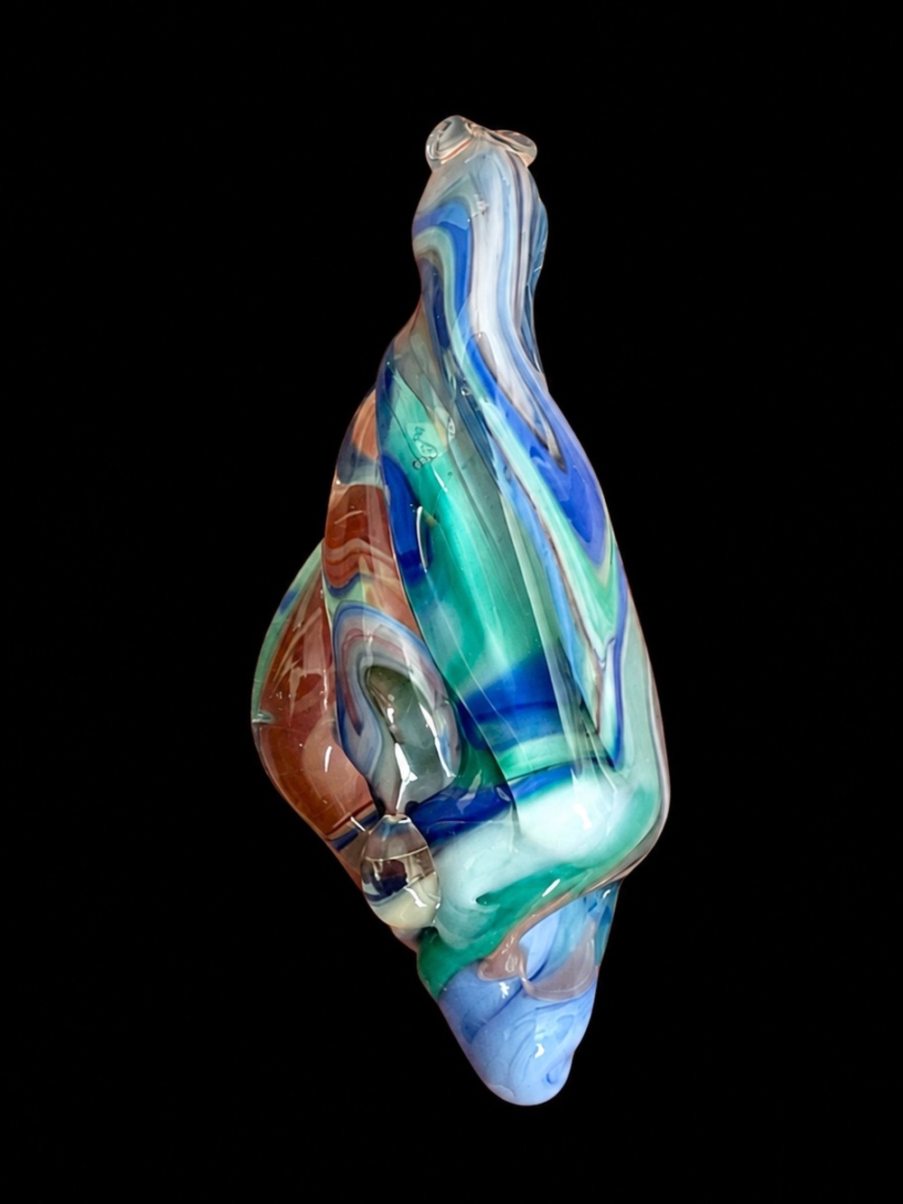 Handmade Art Glass Pendant OOAK Pastel Swirl Statement Charm Boho Artisan